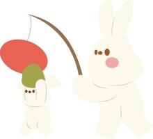Mid Autumn festival, Cute Bunny And Blob Carry Lanterns vector