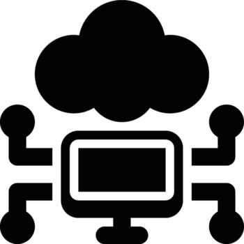 Cloud Computing, Cloud Network, Cloud Platform Glyph Solid Icon vector