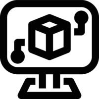 Digital Modelling, 3D Modelling, 3D Design Outline Icon vector