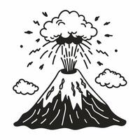 Illustration of Volcano Eruption with Ash Cloud and Lightning Sketch vector