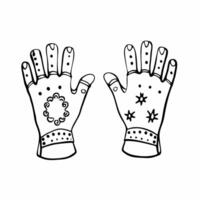 Decorative Winter Gloves Illustration with Ornate Patterns and Star Motifs vector