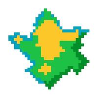 A pixelated map of a green and yellow star with a yellow star in the middle vector
