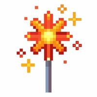 Pixel Art Sparkler Firework Icon Bright Retro Style Glow Graphics vector