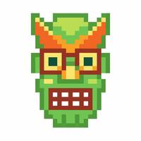 Colorful Pixel Art Mask Vibrant Traditional Design in Retro Gaming Style vector