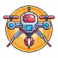 Pixel Art Drone with Propellers and Retro Gaming Design for Tech Themes vector