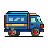 Retro Pixel Art Truck Colorful Vintage Vehicle in 8 Bit Style vector