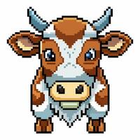 Pixel Art Cow Illustration with Brown and White Patterns vector