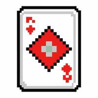 Pixel Art Ace of Diamonds Playing Card Retro Gaming Icon with Pixelated Design vector