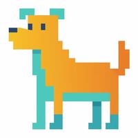 Colorful Pixelated Dog Illustration Retro Digital Art with Bright Geometric Shapes vector