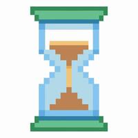 Pixel Art Hourglass Icon Illustrating Passage of Time and Retro Digital Design vector