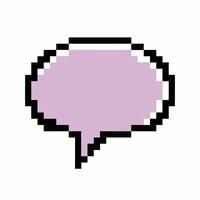 Colorful Pixel Art Speech Bubble Icon with Purple Background vector