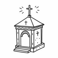 Hand Drawn Illustration of a Chapel with Cross and Steps vector