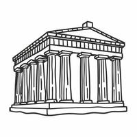Ancient Greek Temple Line Art Classic Architecture Illustration vector