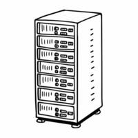 Hand Drawn Data Center Server Illustration in Black and White vector