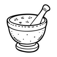 Hand Drawn Mortar and Pestle Illustration for Culinary and Herbal Themes vector