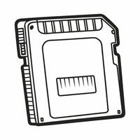 Illustration of a Memory Card with Outline Design Style vector