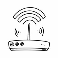 Hand Drawn WiFi Router Illustration with Signal Waves vector