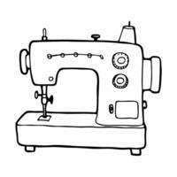 Vintage Sewing Machine Sketch Retro Line Art for Craft and Design Projects vector