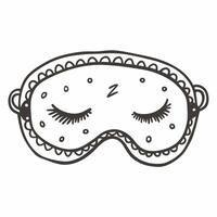 Hand Drawn Sleep Mask with Eyelashes and Zzz Symbol in Monochrome Style vector