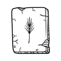 ancient stone slab with engraved wheat symbol historical artifact with cracks and etching vector