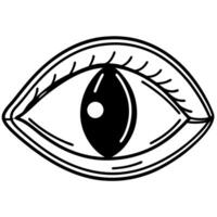 stylized black and white eye outline minimalist design, simple illustration, detailed eyelashes, retro aesthetic vector