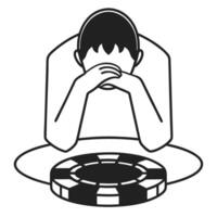 poker player in distress loss during high stakes game emotional reaction, gambling risk, strategy failure vector