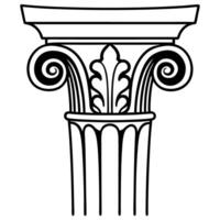 Classical ionic column capital design ancient greek architecture style, ornamental details vector