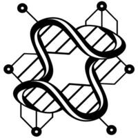 Abstract dna helix design with geometric shapes and patterns vector