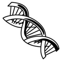 Illustration of a dna double helix structure in black and white vector