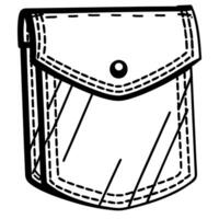 Line art of a pocket simple black and white illustration minimalist design, stitching details vector