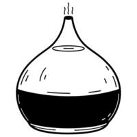 Minimalist essential oil diffuser outline with steam vaporizing vector