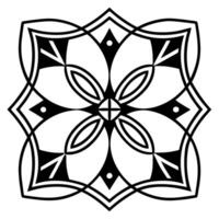 Intricate geometric mandala design in black and white, symmetrical ornamental pattern vector