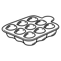 Line art cake mold tray with nine rounded compartments for baking vector