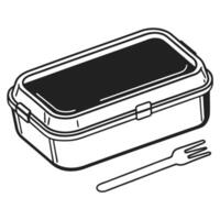 food container with lid and fork portable lunchbox for meal storage and organization kitchenware concept illustration vector
