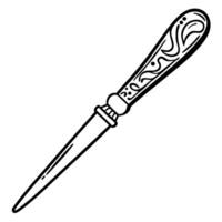 elegant intricate letter opener illustration, vintage ornate design antique desk accessory, detailed handle art vector