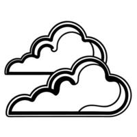 Outline of two clouds in simple black and white design vector