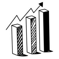 Increasing bar chart with upward arrow symbolizing growth and success vector