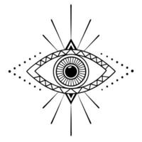Mystical eye design abstract geometric lines and symbols spiritual vision and insight symbol vector