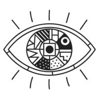 geometric eye with abstract patterns bold black and white design creative modern concept, unique vision illustration vector