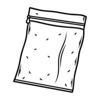 zippered plastic bag illustration secure storage, reusable container, eco friendly design simple outline drawing vector