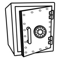 open safe box metal security safe with open door and combination lock vector