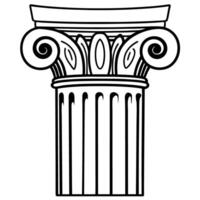 Classic ionic column capital illustration ancient greek architectural design vector