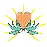 iconic tattoo style image of swallows and a heart creative design video