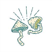 Two mushrooms are shown in a line drawing video