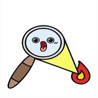 cartoon magnifying glass with a fire in it illustration line drawing video