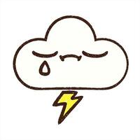 cartoon cloud with a lightning bolt on it illustration line drawing video