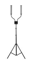 Dual-head LED work light on an adjustable tripod stand, offering flexible and bright illumination, ideal for photography, videography, or construction tasks, isolated on white back photo
