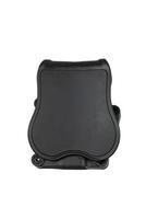 A durable black tactical holster with a paddle design, ideal for firearm security, set against a plain white backdrop. photo