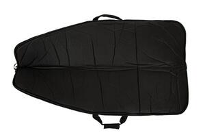 A heavy-duty black firearm case with ample storage pockets and ergonomic handles, crafted for protection and portability, complete with adjustable straps and a zippered design. photo