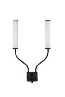 A professional dual LED light panel with adjustable arms and sleek black frame, ideal for studio photography, production, and versatile lighting setups, isolated on a white back photo
